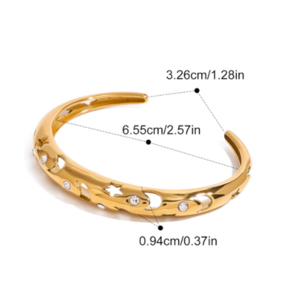 Stainless Steel Inlaid Rhinestone Cutout Bracelet Bracelets