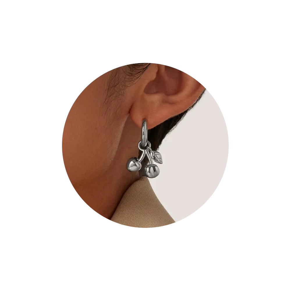 Stainless Steel Cherry Drop Earrings