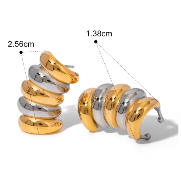 Stainless Steel Contrast Stud Earrings