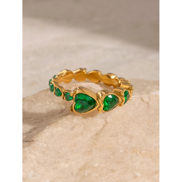 Stainless Steel Heart Rhinestone Ring Rings