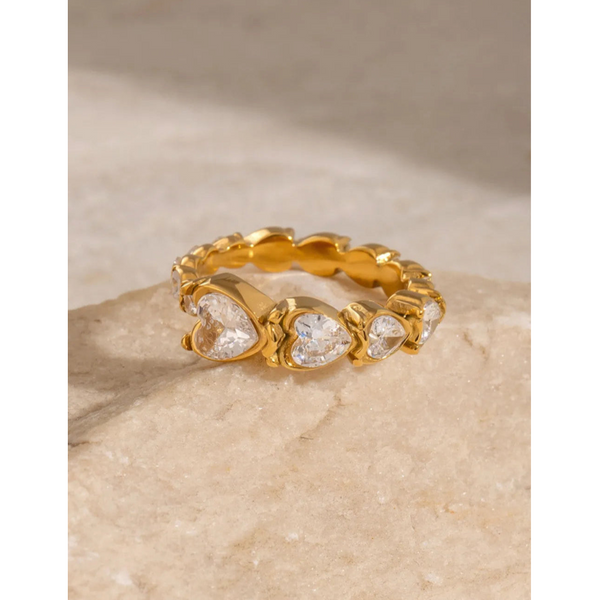 Stainless Steel Heart Rhinestone Ring Rings