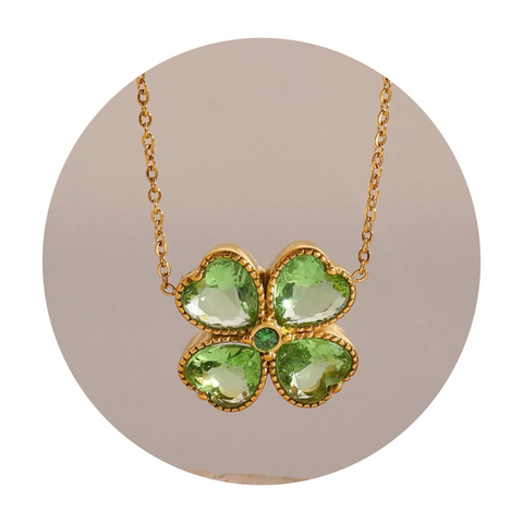 Veile Studios Stainless Steel Zircon Lucky Clover Pendant Necklace Necklaces & Pendants