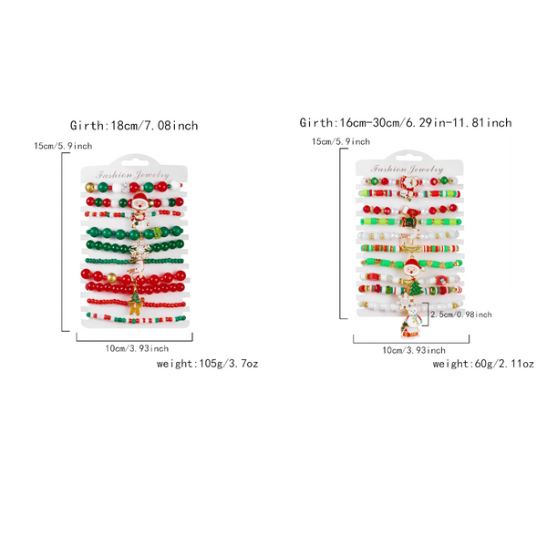 Style Christmas Bracelet Set With Soft Clay Crystal Santa Claus Pendant And Letter Beads 10 Piece Pack Bracelets