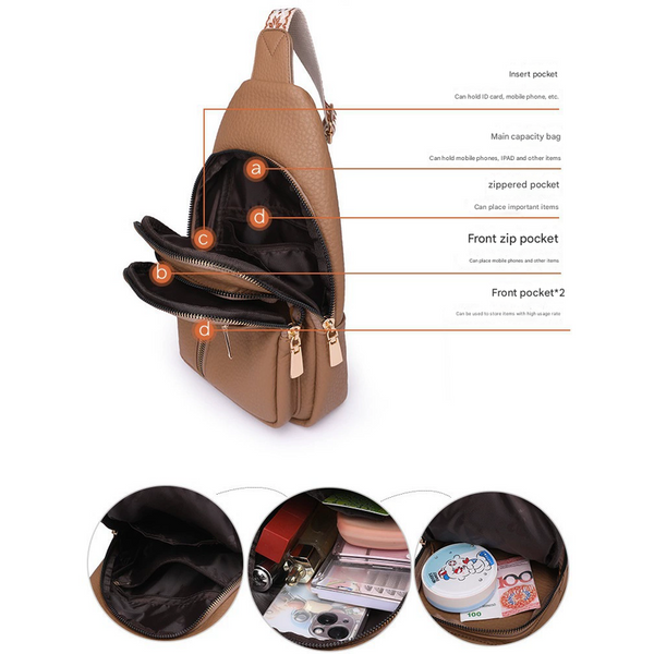 Elosung Khaki Stylish Pu Leather Crossbody Sling Bag Compact And Multi Functional Women's Bags & Handbags