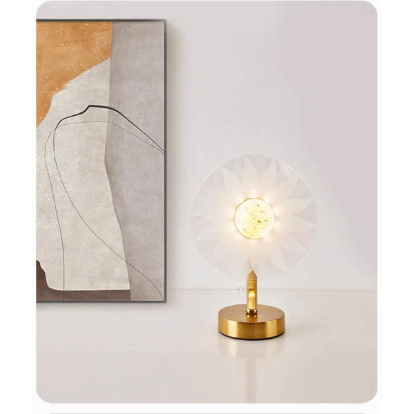 Elosung Sunflower Shape Luxury Acrylic Table Lamp Modern Usb Powered Night Light | Decorative For Bedroom Living Room And Bedside Compact Design With