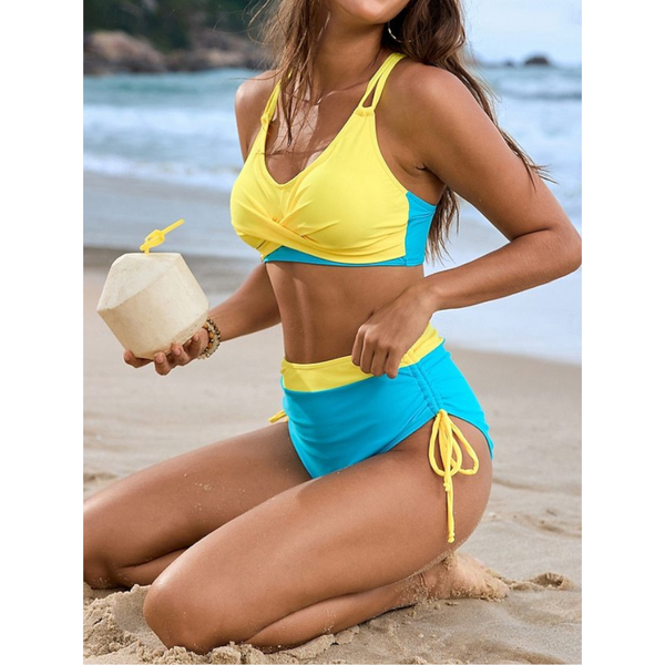Bikini Two Piece Cross Tied Bandage Export Splicing Swimwear
