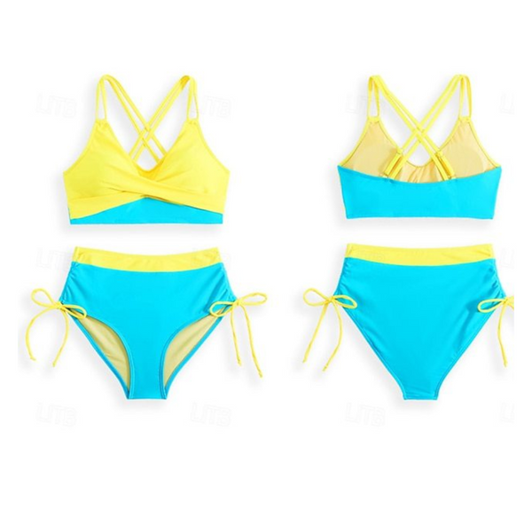 Bikini Two Piece Cross Tied Bandage Export Splicing Swimwear