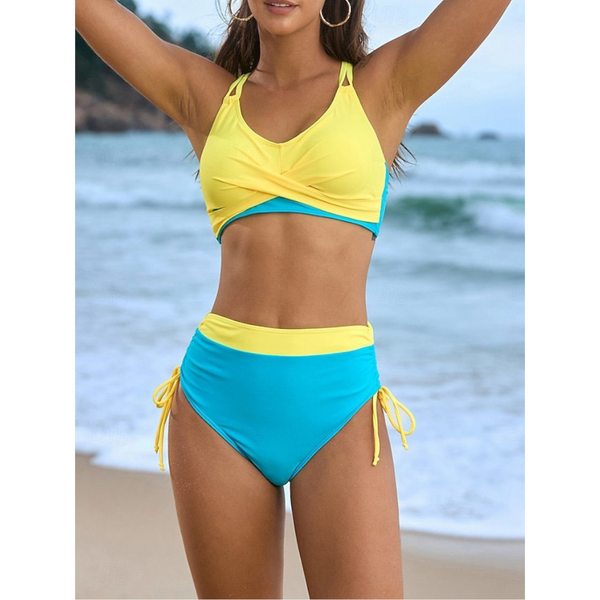 Bikini Two Piece Cross Tied Bandage Export Splicing Swimwear