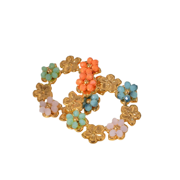 Veile Studios Synthetic Crystal Stainless Steel Elegant Flower Earrings