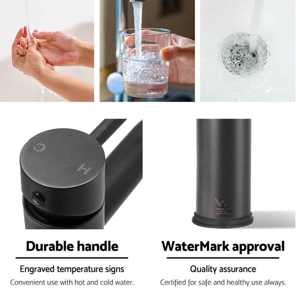 Cefito Bathroom Basin Mixer Tap Round Brass Faucet Vanity Laundry Black Bathroom Sink Taps