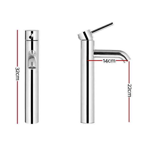 Cefito Bathroom Basin Mixer Tap Round Tall Faucet Vanity Laundry Chrome Bathroom Sink Taps