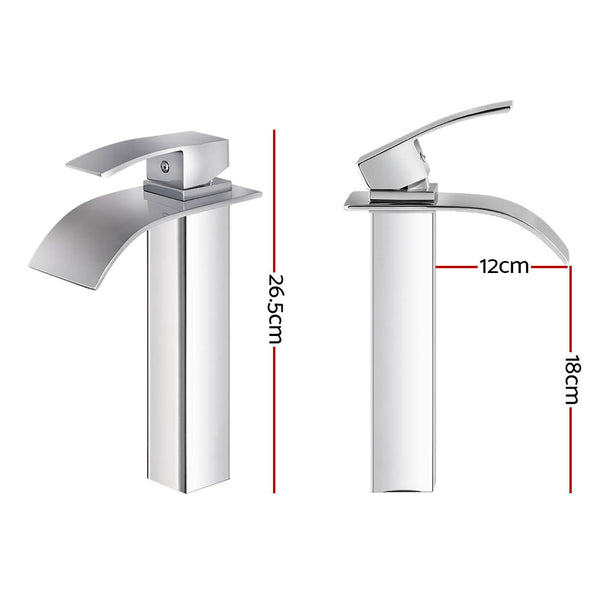 Cefito Bathroom Basin Mixer Tap Thin Tall Faucet Vanity Laundry Silver Bathroom Sink Taps