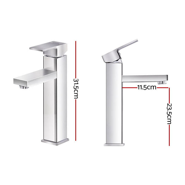 Cefito Bathroom Basin Mixer Tap Square Tall Faucet Vanity Laundry Chrome Bathroom Sink Taps