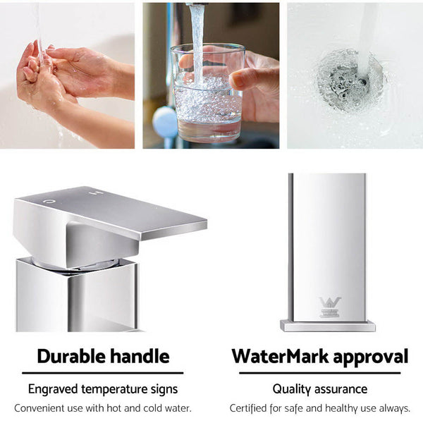 Cefito Bathroom Basin Mixer Tap Square Tall Faucet Vanity Laundry Chrome Bathroom Sink Taps