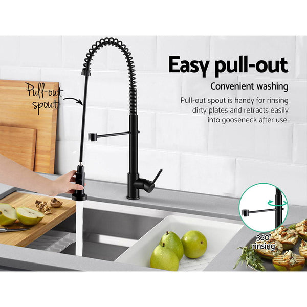 Cefito Kitchen Mixer Tap Pull Down 2 Modes Sink Faucet Basin Laundry Black Kitchen Taps