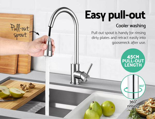 Cefito Kitchen Mixer Tap Pull Out 2 Mode Sink Faucet Basin Laundry Chrome Kitchen Taps