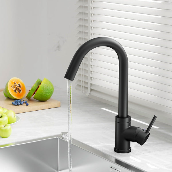 Cefito Kitchen Mixer Tap Round Sink Faucet Basin Laundry Black Kitchen Taps