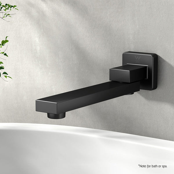 Cefito Bathroom Mixer Spout Wall Bath Tap Square Swivel Bathtub Black Bathroom Sink Taps