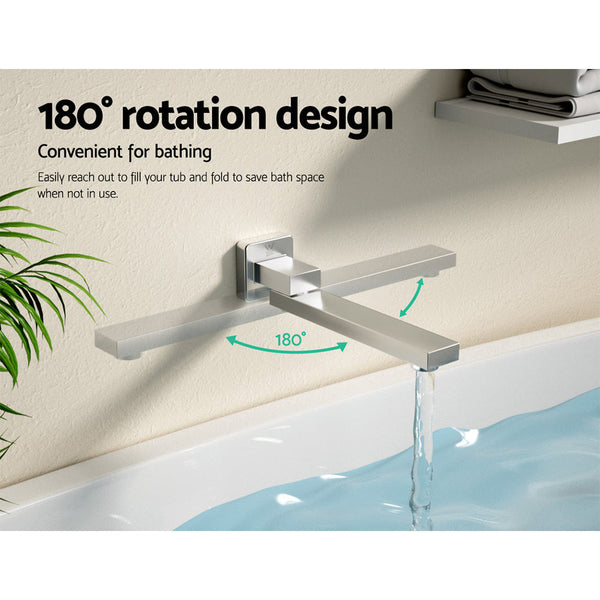 Cefito Bathroom Mixer Spout Wall Bath Tap Square Swivel Bathtub Chrome Bathroom Sink Taps