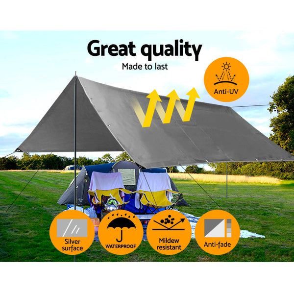 Instahut Tarp Tarpaulin 3X4.5M Canvas Camping Heavy Duty Sun Cover Tarps