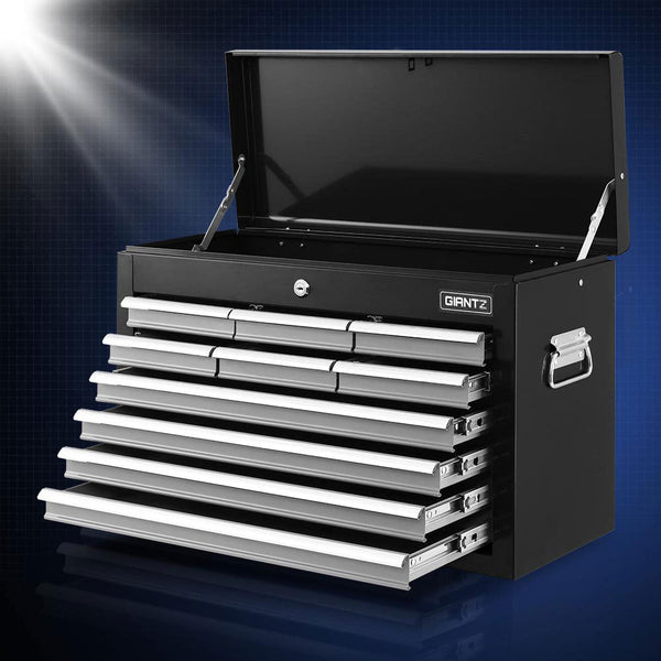 Giantz 10 Drawer Tool Box Cabinet Chest Toolbox Storage Garage Organiser Grey Tool Boxes