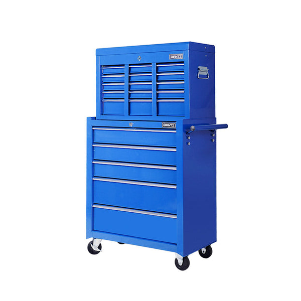 Giantz 14 Drawer Tool Box Cabinet Chest Mechanic Garage Storage Trolley Blue Tool Boxes