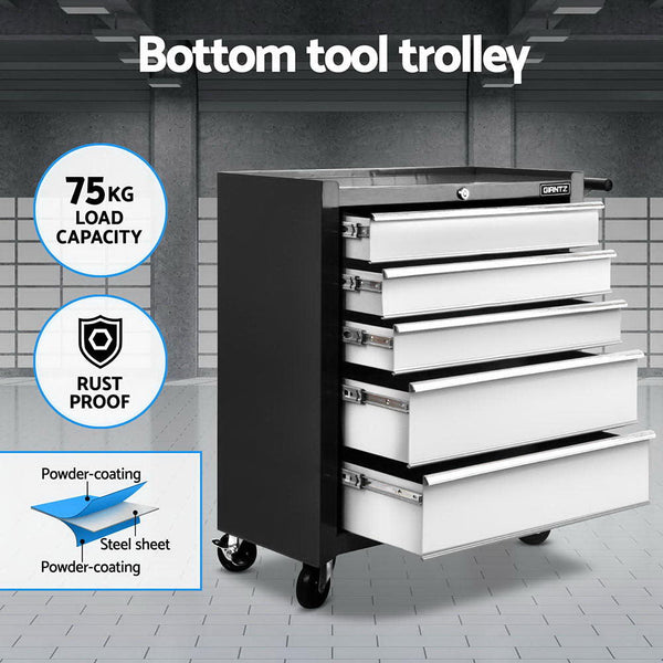 Steel Tool Chest With 15 Drawers And Lockable Trolley For Workshop Storage Tool Storage Organisers