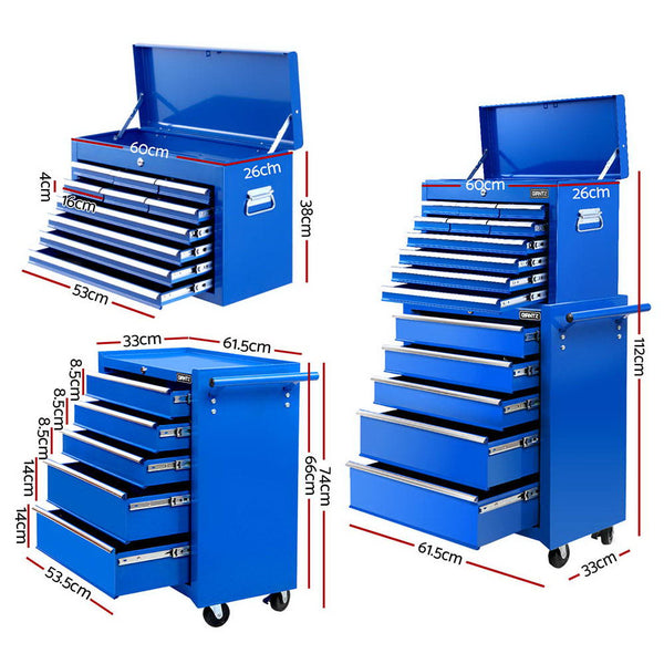 Steel Tool Chest Trolley With Lockable Drawers And Castor Wheels Storage Unit Tool Storage Organisers