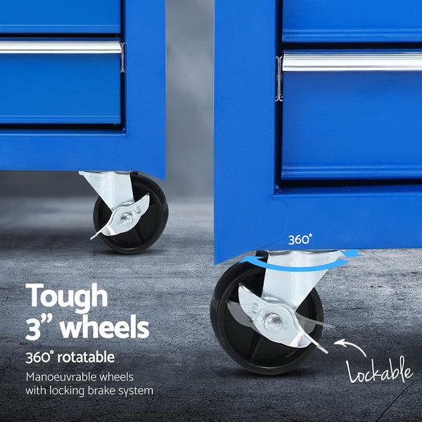 Steel Tool Chest Trolley With Lockable Drawers And Castor Wheels Storage Unit Tool Storage Organisers