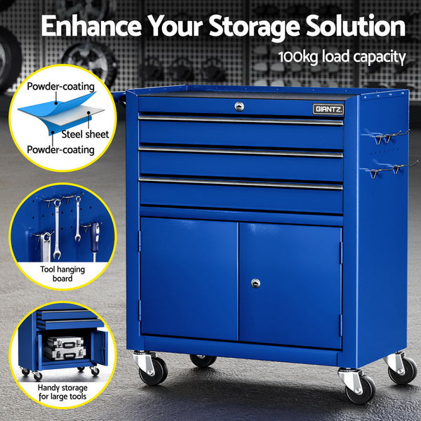 3 Drawer Tool Box Cabinet Chest Toolbox Garage Storage Organiser Blue Tool Boxes
