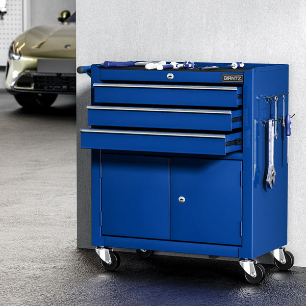 3 Drawer Tool Box Cabinet Chest Toolbox Garage Storage Organiser Blue Tool Boxes