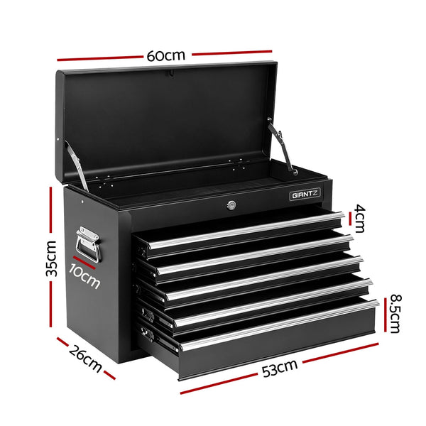 Giantz 5 Drawer Tool Chest Box Cabinet Lockable Garage Storage Organiser Black Tool Storage Organisers