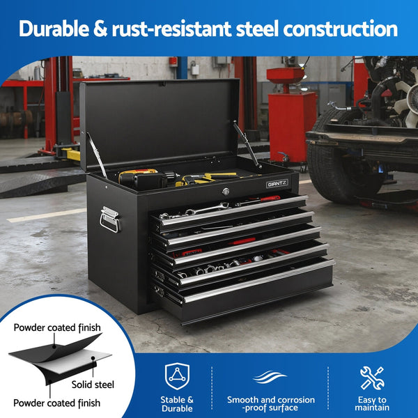 Giantz 5 Drawer Tool Chest Box Cabinet Lockable Garage Storage Organiser Black Tool Storage Organisers