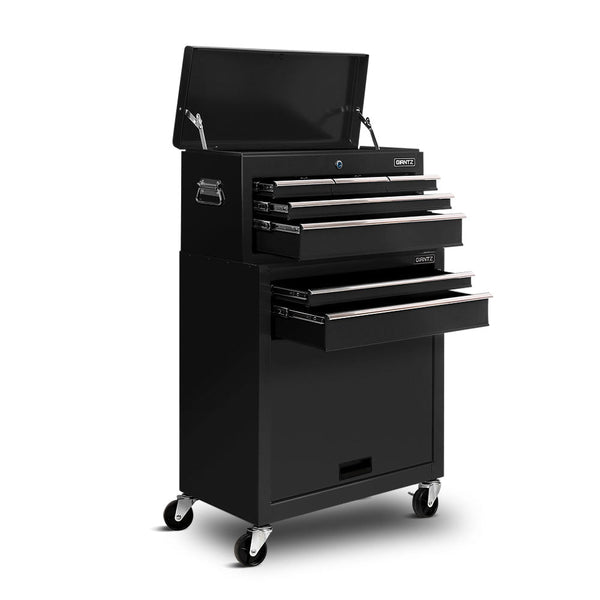 Giantz 7 Drawer Tool Box Cabinet Chest Trolley Toolbox Garage Storage Black Tool Boxes