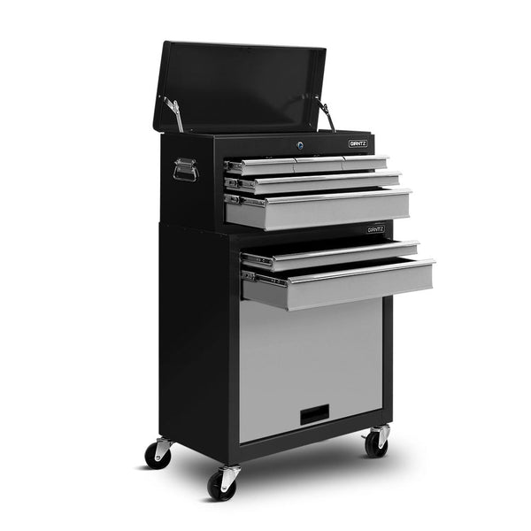 Giantz 7 Drawer Tool Box Cabinet Chest Trolley Toolbox Garage Storage Black Tool Boxes