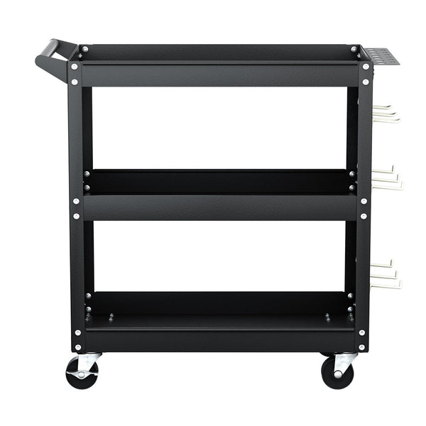 Giantz 3 Tier Tool Cart Storage Trolley Workshop Garage Pegboard Hooks Black Other Tool Storage