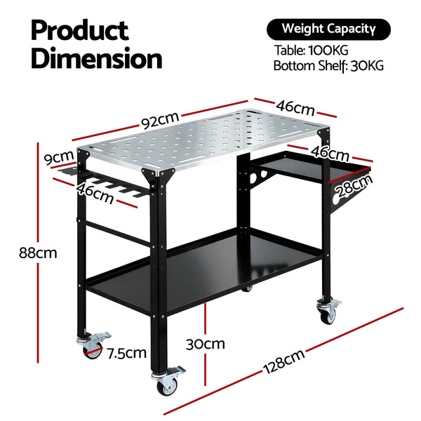 Giantz Mobile Welding Cart With Tool Storage 130Kg Capacity Other Welding Equipment