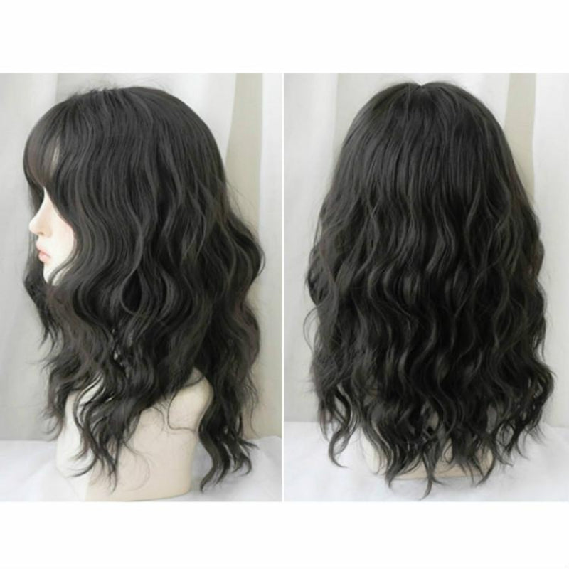 54Cm Natural Fluffy Wool Wig With Stylish Bangs For A Full Lush Look Hair Extensions