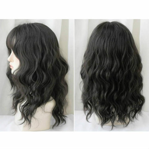 54Cm Natural Fluffy Wool Wig With Stylish Bangs For A Full Lush Look Hair Extensions