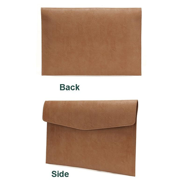 14 Inch Litchi Pattern Leather Laptop Sleeve Dark Brown Durable Stylish Protection Laptop Cases & Bags