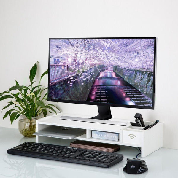 Versatile Desktop Monitor Stand Sturdy Wood Riser For Laptop Notebook And Tv Monitor Mounts & Stands