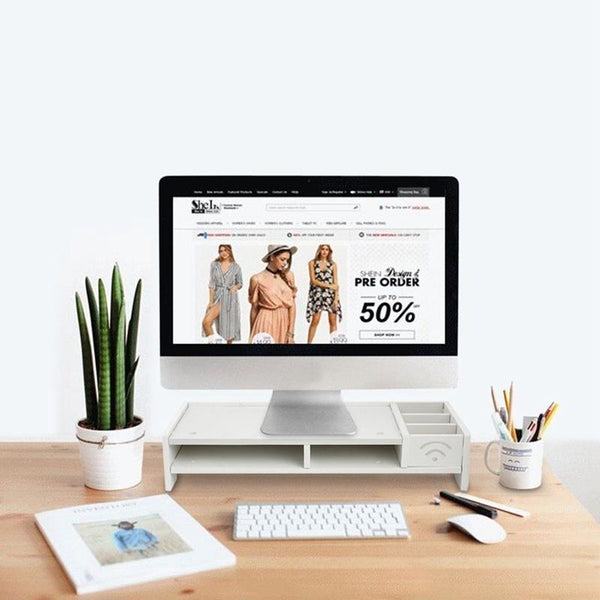 Versatile Desktop Monitor Stand Sturdy Wood Riser For Laptop Notebook And Tv Monitor Mounts & Stands