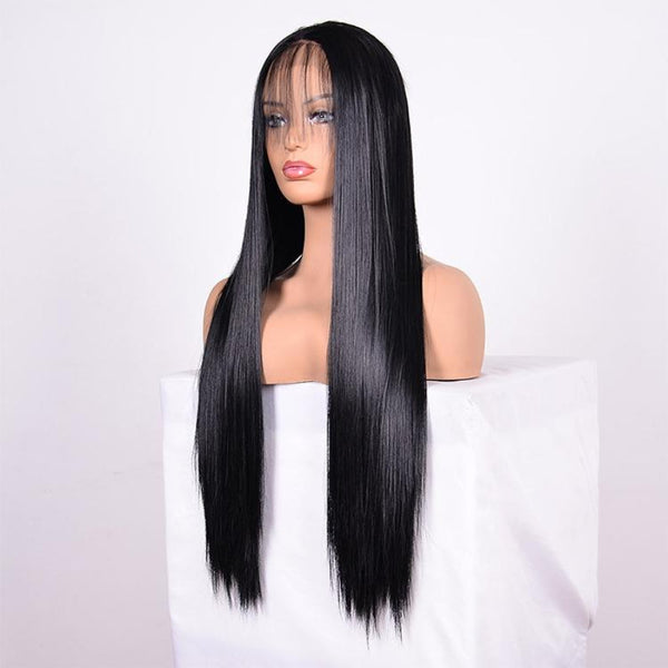 Straight Lace Front Human Hair Wig 16 Inch Style Sleek Natural Look No Duplication Hair Extensions