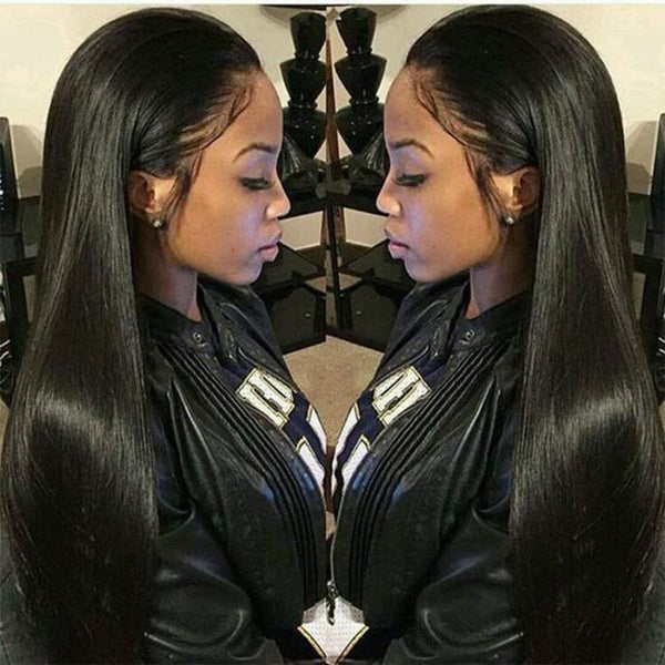 Straight Lace Front Human Hair Wig 16 Inch Style Sleek Natural Look No Duplication Hair Extensions