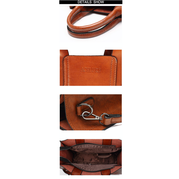 Large Casual Pu Tote Handbag For Women Shoulder Trunk Bag Blue Women's Bags & Handbags