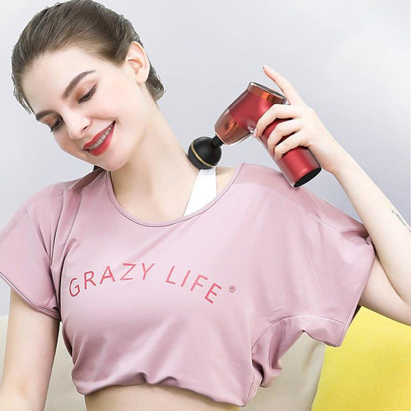 Fascia Pocket Electric Shock Muscle Massage Gun With Lcd Screen 20 Speed Black Massagers