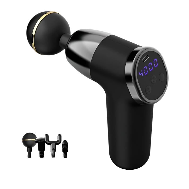 Fascia Pocket Electric Shock Muscle Massage Gun With Lcd Screen 20 Speed Black Massagers