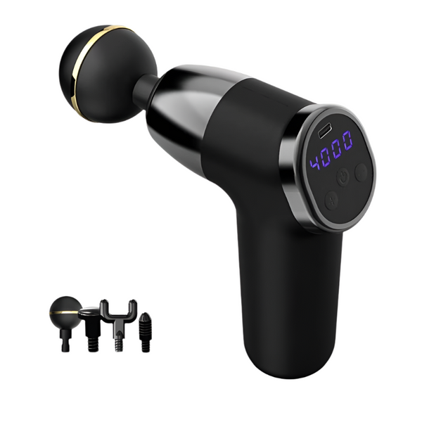 Fascia Pocket Electric Shock Muscle Massage Gun With Lcd Screen 20 Speed Black Massagers