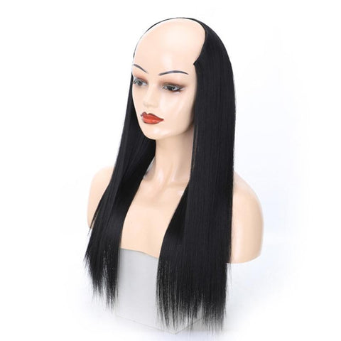 Long Straight U Shaped Half Wig Headgear For Women High Temperature Silk Matte Finish Hair Extensions