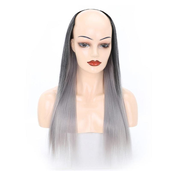 U Shaped Long Straight Half Wig Natural Look Versatile Style Easy To Wear Hair Extensions